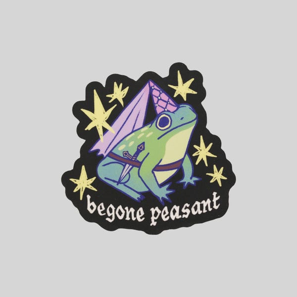 Begone peasant medieval princess frog sticker
