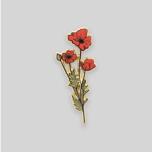 Poppy flower enamel pin