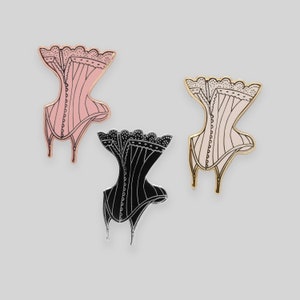 SET - Victorian lace corset enamel pin set