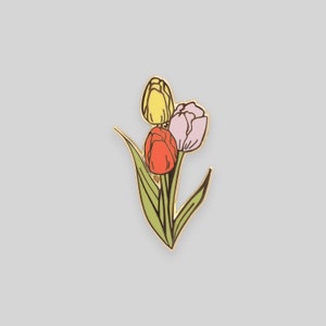 Tulips flower enamel pin