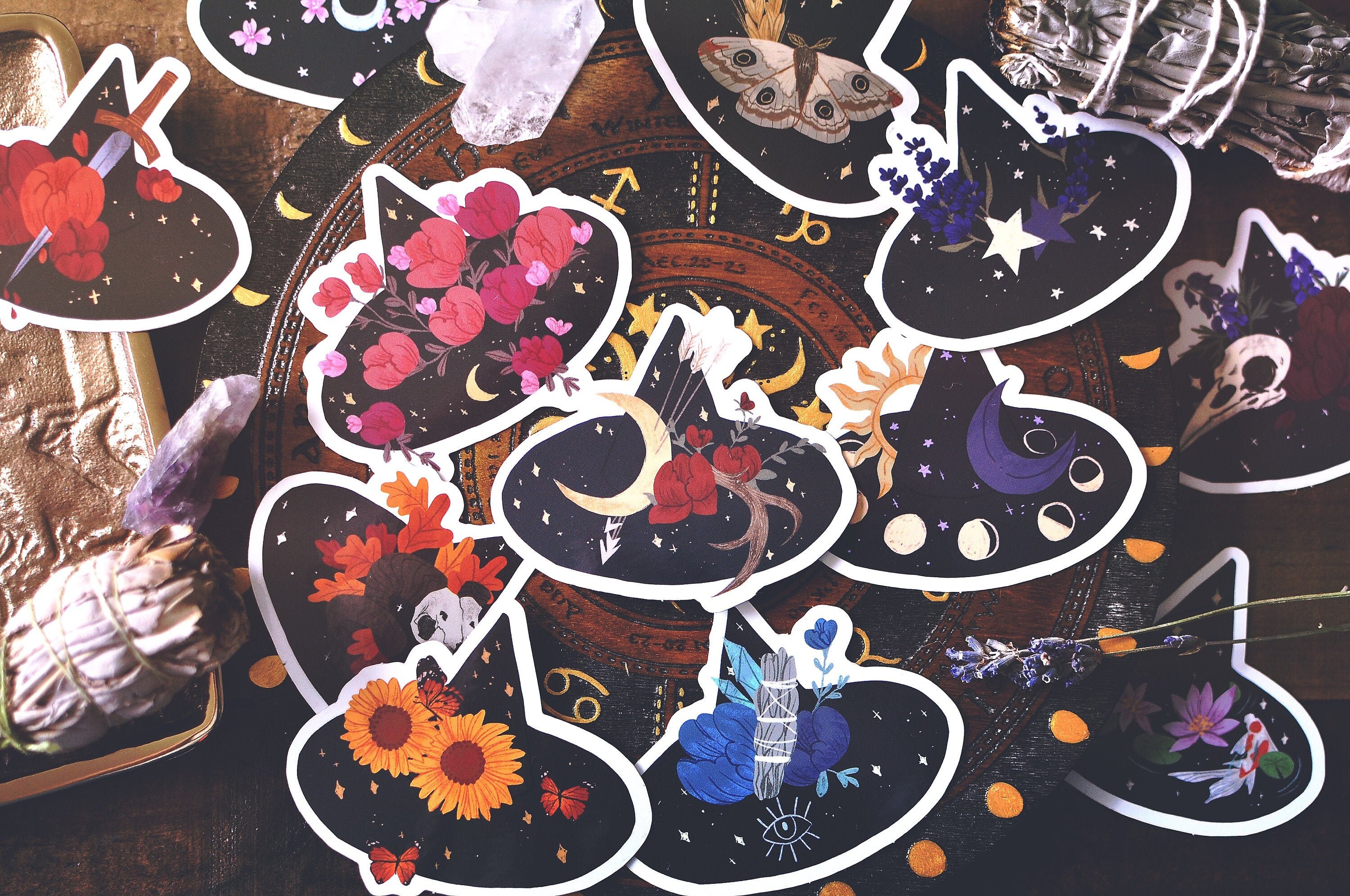 Zodiac Witches Hat Vinyl Stickers