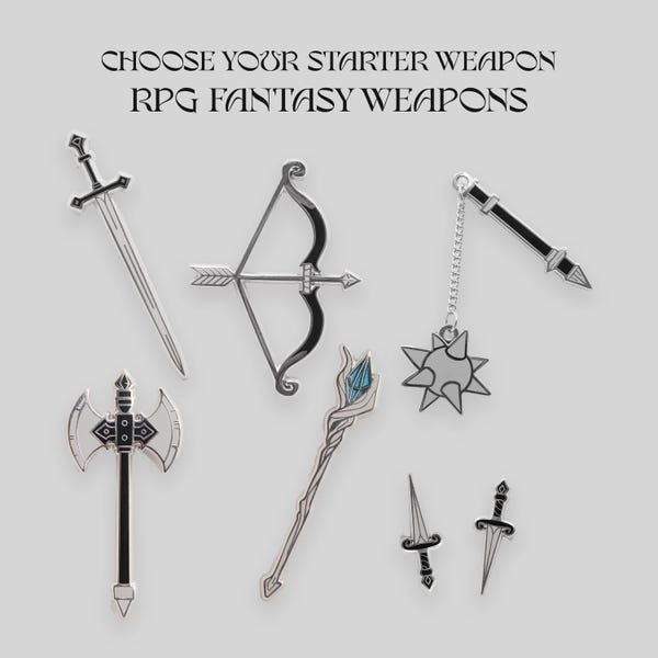 RPG DND fantasy choisissez votre arme épingle en émail
