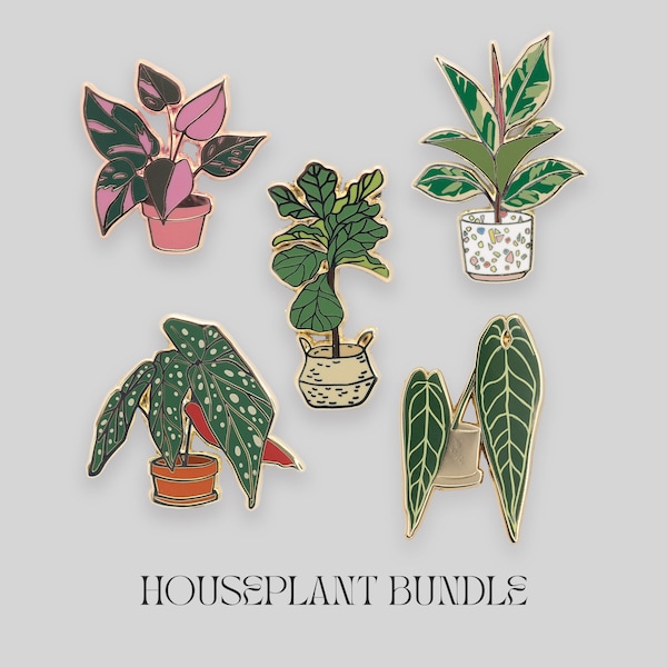 SET - Houseplant enamel pin bundle