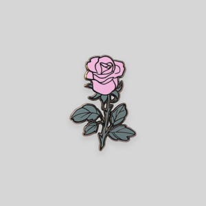 Pastel pink rose flower enamel pin