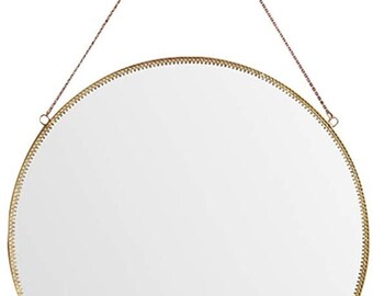 Art India Collections Decorative Round Hanging Vintage Wall Mirror for Hanging Home Decor 29 Cm, Framed, Gold