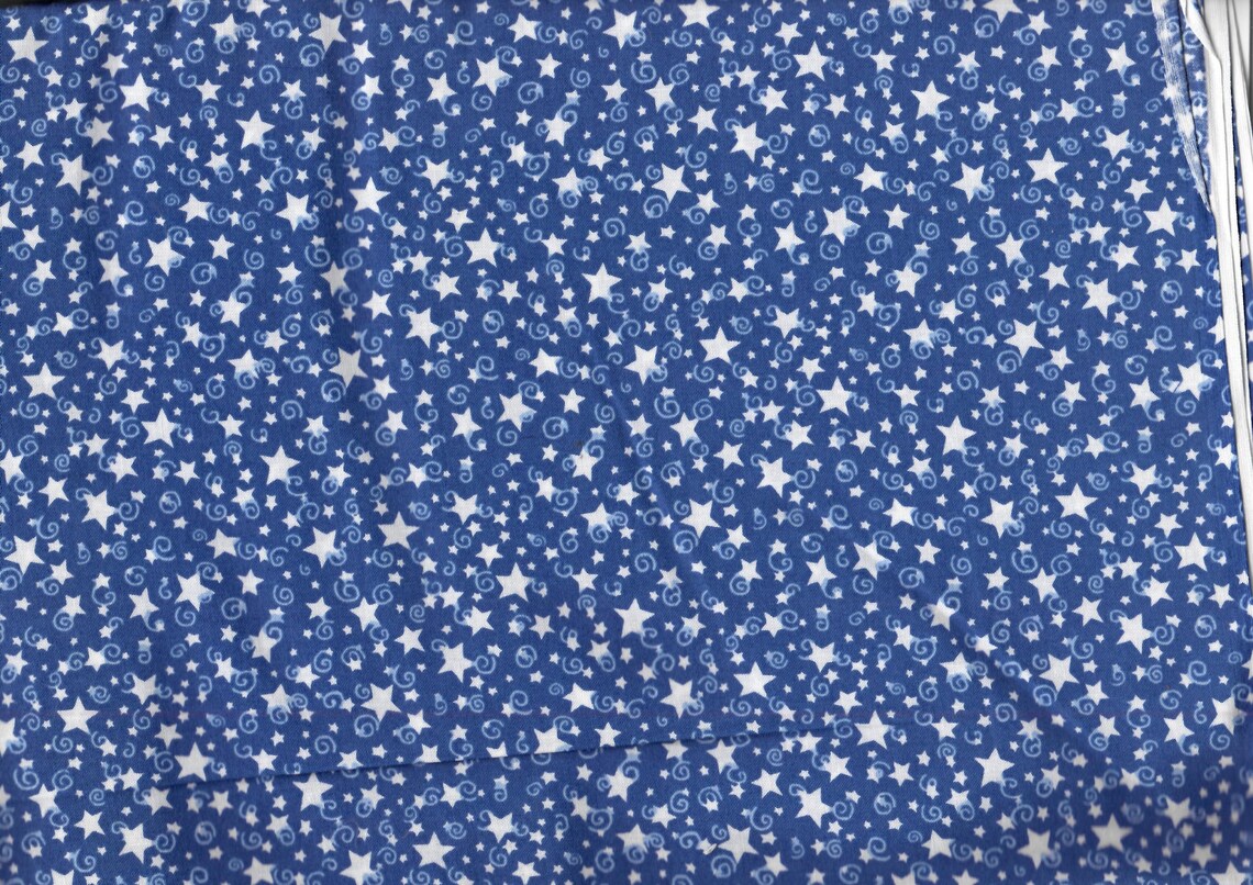 Fabric white stars on blue 1.12 x 1.40 m | Etsy