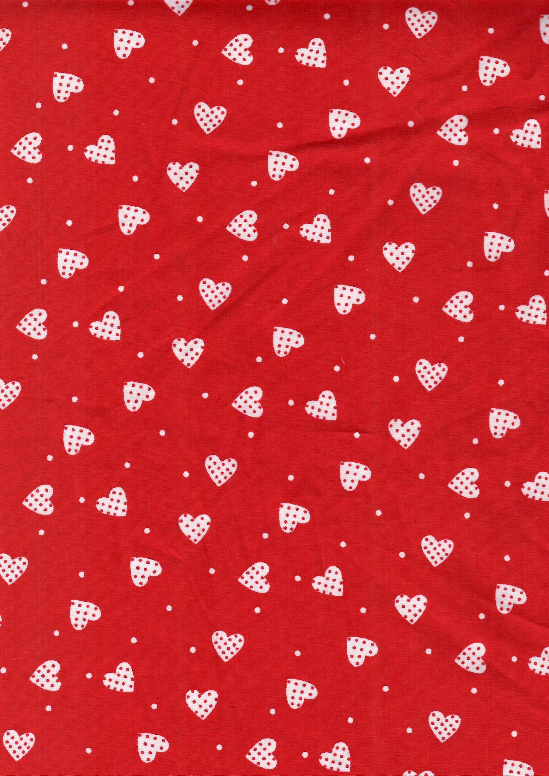 Fabric Hearts on Red 1.12 X 1.00 M Etsy