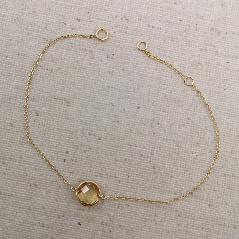 Citrine with 18k Solid Gold Bracelet Anniversary Love Birthday Gift Handmade