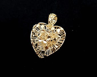 18k Solid Gold Filigree Heart Pendant • 3D-Printed Charm