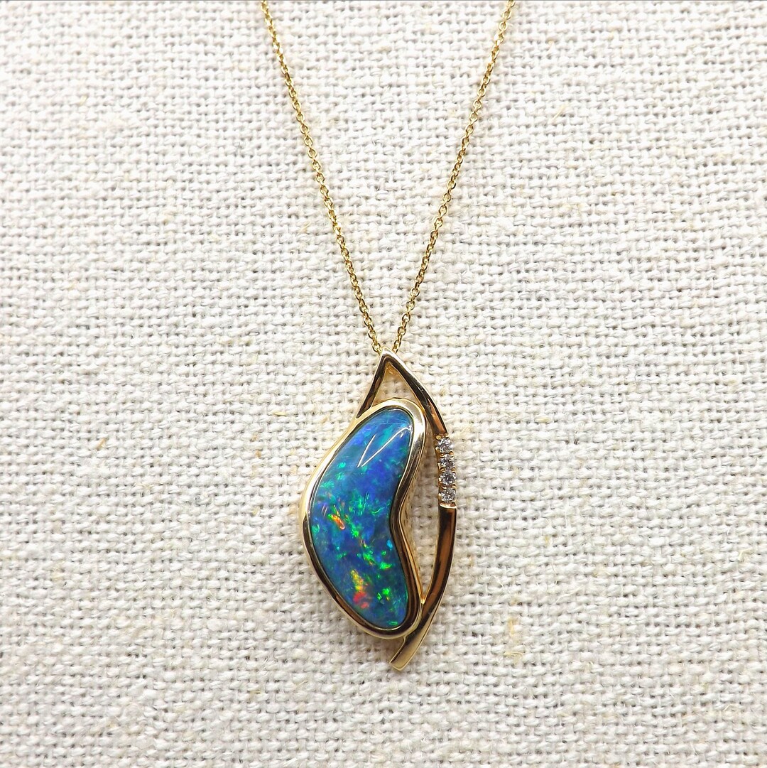 Australischer Boulder Opal 18K Gold Anhänger, 11,36ct