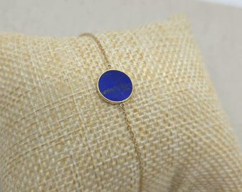18k Solid Gold Lapis Bracelet: Handmade Gemstone Jewelry (20cm)