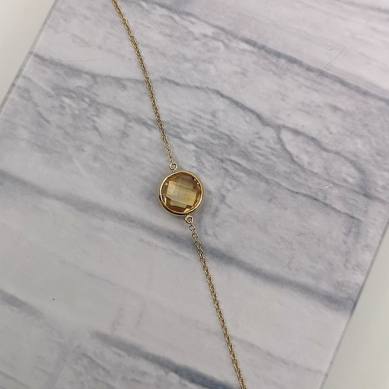 Citrine with 18k Solid Gold Bracelet Anniversary Love Birthday Gift Handmade