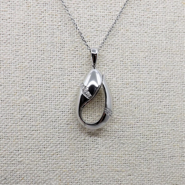 925 Sterling Silver Essential Oil Diffuser 3-D Pear Shape Pendant with 20in Necklace/  Scent Jewelry/ Aromatherapy /CZ /Birthday Present