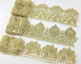 URROMA Bordure En Dentelle Cœur Doré, Garniture De Ruban De Dentelle