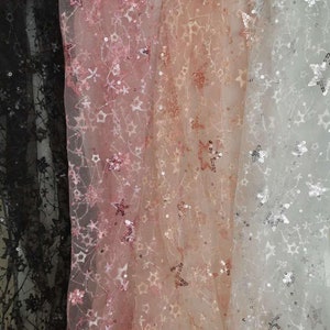 Star sequined tulle fabric, glitter fabric ball gown, ballerina dress, wedding dress fabric