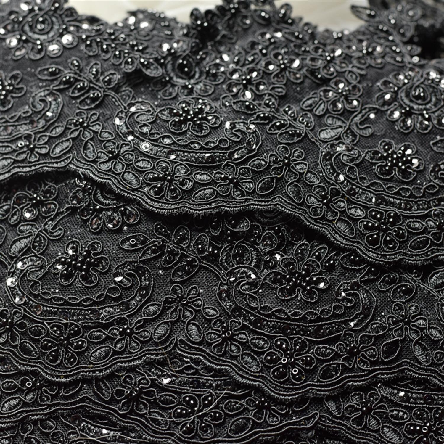 SALE Alencon Black Beaded Lace Trim With Sequined for Wedding - Etsy