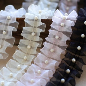 1.57&quot; wide organza beaded trim, beaded lace, tulle, organza, suitable for hairpins, hair ornaments, girls&#39; ball gown dresses,