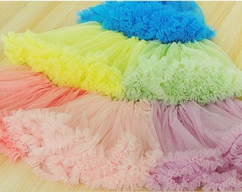 Fluffy tulle fabric for tutu dresses, Lolita style, pleated mesh for cake skirts 15 colors