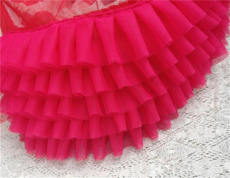 Hot Pink Ruffled Tulle Trim, Blush Pink Ruffled Lace Trim, Tutu Dress ...