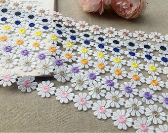 2-yard daisy banding, floral lace, 8-color daisy flower appliqué lace, headband or scrapbooking accessories 2.3 cm wide