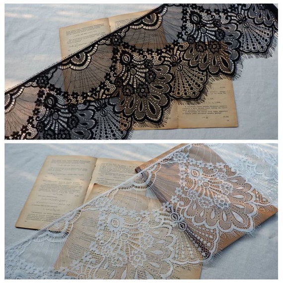 3Meters 25cm Width Black Eyelash Lace Trim Lace Fabric Underwear Lace Materials Dress Decoration Clothing Bra Handmade DIY Craft
