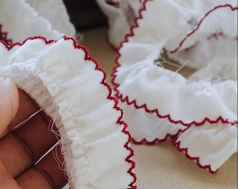 Dentelle plissée en coton de 2 CM de large, adaptée aux vêtements de poupée DIY faits à la main, décolleté, décoration de chapeau