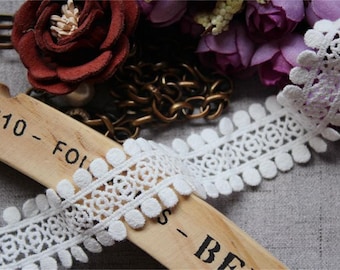 Off White Cotton Lace Trim, Cotton Ribbon Lace, Lace Trimming, Lace Gift Wrap, Embellishment Lace