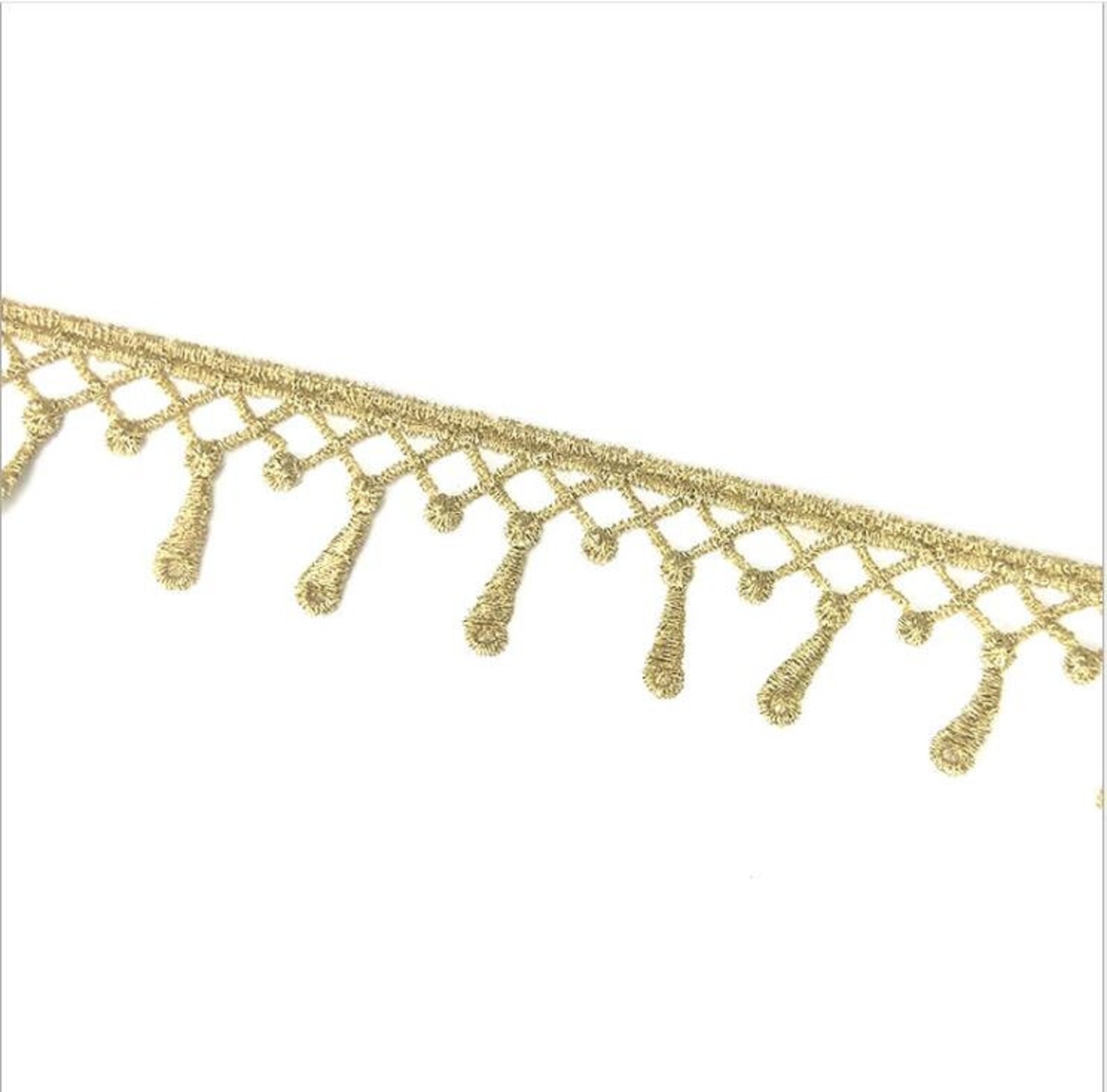 Metallic Goldtone Lacetrimmed Goldembroidered Lace Trim Etsy