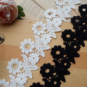 Flower milk silk lace decorative craft fabric sewing lace 2.4 inch flower lace