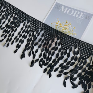 1YARD black fringed fringe lace trim, suitable for dress, funny, millinery, gothic, costume design