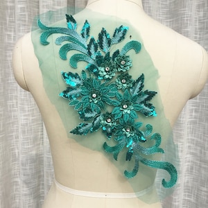 11-color 3D beaded sequined lace appliqué for wedding, veil, dance costumes