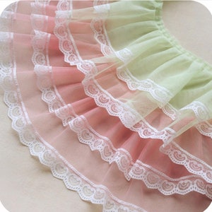 1 YARD beautiful double-layer mesh lace decoration, three-dimensional pleated lace, DIY home decoration, clothing design