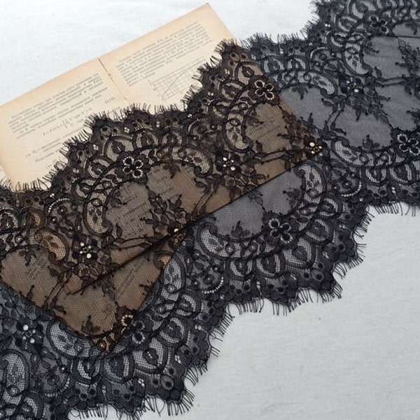 3 Yards Eyelash Lace Trim in black for sewing, Shawls, Skirt, Lingerie,white lace trim OFF WHITE Exquisite wedding Lace