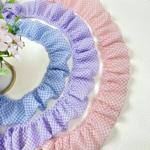 1.96&quot; Wide Blue Chiffon Check Lace Trim, Sweet Lolita Dress
