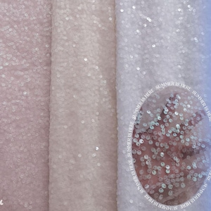Sparkling crystal clear sequined lace fabric, 5MM mini transparent sequined fabric, wedding dress lace, transparent sequined fabric