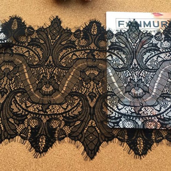 Black / ivory lace trim for wedding table flags, cuffs, lace shawls or skirts