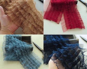Cinq couches de petite vague en dentelle ébouriffée Lolita style poignets de jupe faits à la main BRICOLAGE