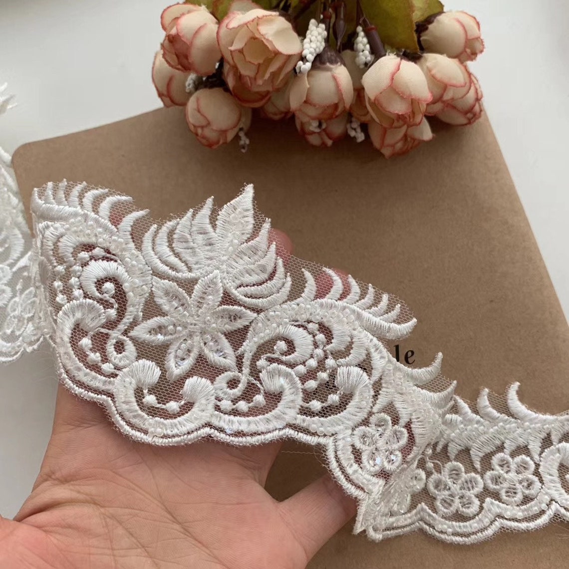 Creamy bridal lace trim wedding veil lace trim rayon Etsy