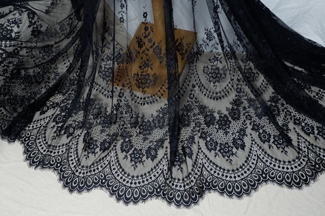 1.5meters Wide Very Beautiful Chantilly Lace Fabric Black - Etsy