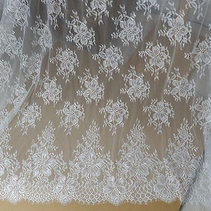 3 meters  soft French floral eyelash lace fabric, wedding dress supplies 59inch wide
