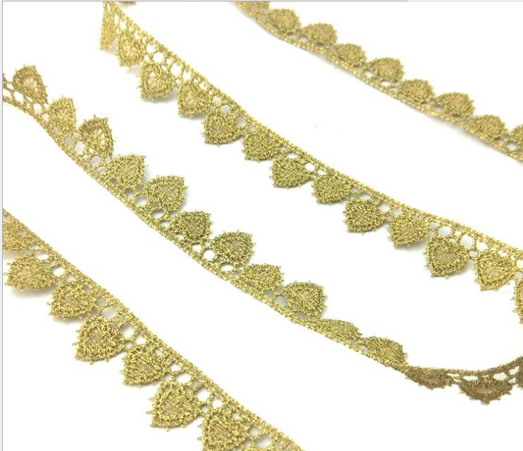 Metallic Gold Lace Trim Gold Love Lace Trim Bridal Wedding Etsy