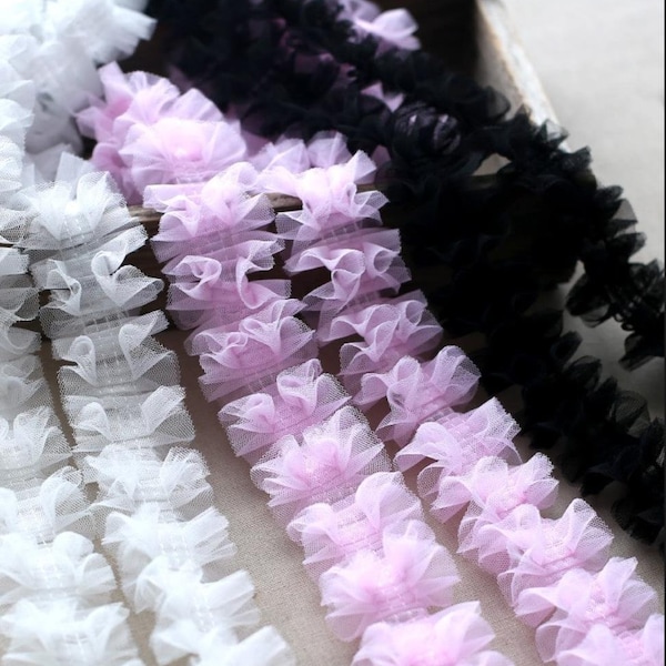 Soft double layered dense tulle pleated lace, suitable for Tutu dresses, cakes, weddings, sewing
