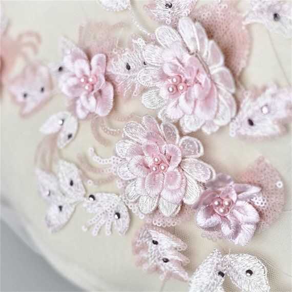 Beaded Lace Applique Flower Embroidery lace 3D Patch Floral Etsy