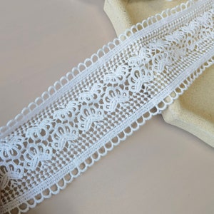 2.95&quot; wide cotton lace edge, white hollow lace edge, suitable for DIY jewelry belts, shoulder straps, underwear lace edges
