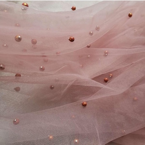 6-color vintage thread beaded tulle fabric, Symphony beaded lace fabric, used for tulle wedding dresses, bridal veils or ballerinas