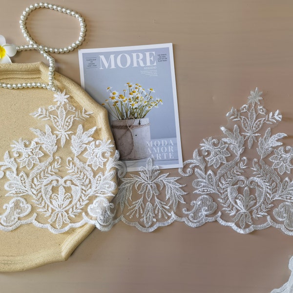 1 yard White Venice Lace Trim, Rétro Dentelle Trim, Robe de Mariée Dentelle, Dentelle exquise de Venise