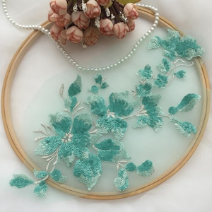 Multi-color 3D sequined lace appliques, suitable for wedding dresses, lyrical dances, ballet, haute couture dresses