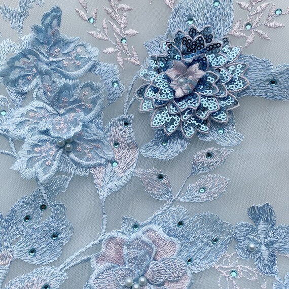 5-color Lace Beaded Hot Diamond Applique Pattern Flower Floral