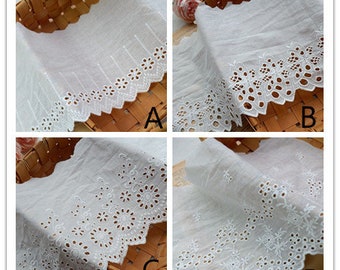 white embroidered sewing cotton lace trim, 16 cm wide