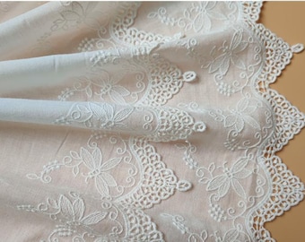 Gray-white fan-shaped pure cotton trim with 9.8-inch wide lace 1 yard